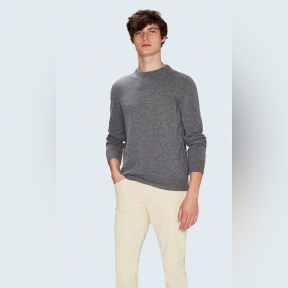 7 For All Mankind Sweaters Mens Cashmere Crew Dark Grey - Picture 2 of 5
